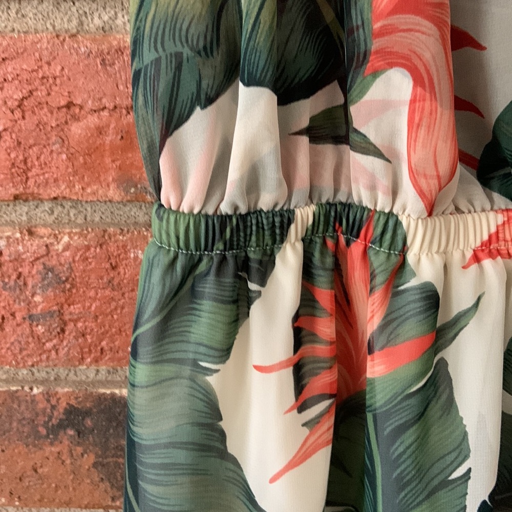 Show Me Your Mumu Coral Green Tropical Heather Halter Dress - Picture 4 of 10